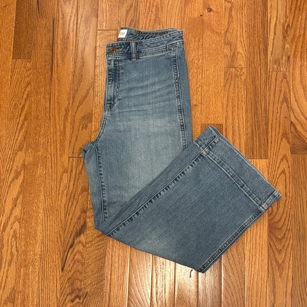 Classic Wide Leg Crop Blue Denim Jeans